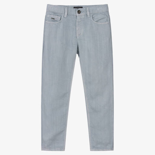 Emporio Armani-Boys Light Blue Linen Trousers | Childrensalon Outlet
