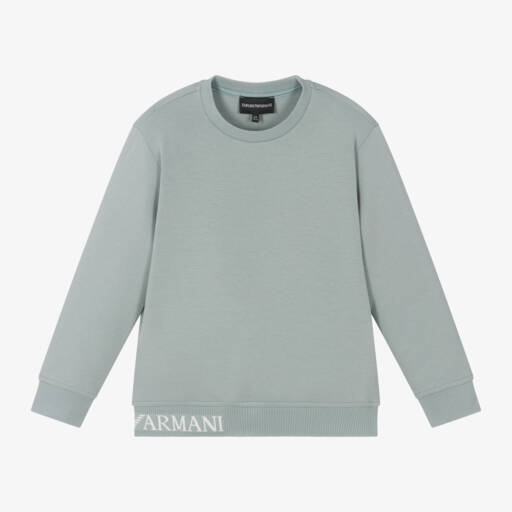 Emporio Armani-Boys Light Blue Logo Sweatshirt | Childrensalon Outlet