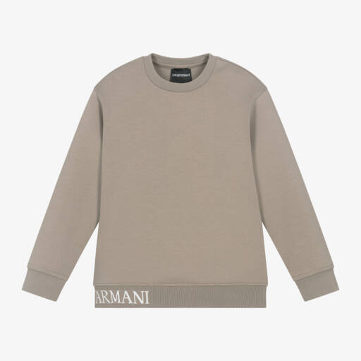 Emporio Armani-Boys Light Brown Logo Sweatshirt | Childrensalon Outlet