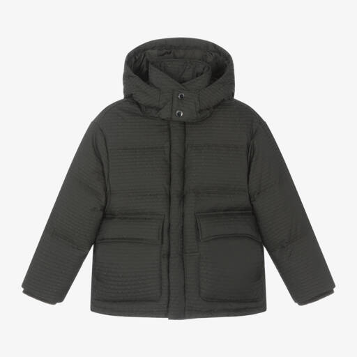 Emporio Armani-Boys Military Green Hooded Coat | Childrensalon Outlet