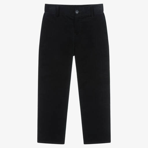 Emporio Armani-Boys Navy Blue Cotton Corduroy Trousers | Childrensalon Outlet