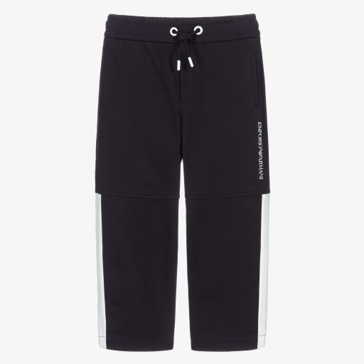 Emporio Armani-Синие хлопковые джоггеры для мальчиков | Childrensalon Outlet