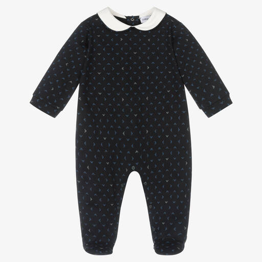 Emporio Armani-Синий хлопковый комбинезон | Childrensalon Outlet