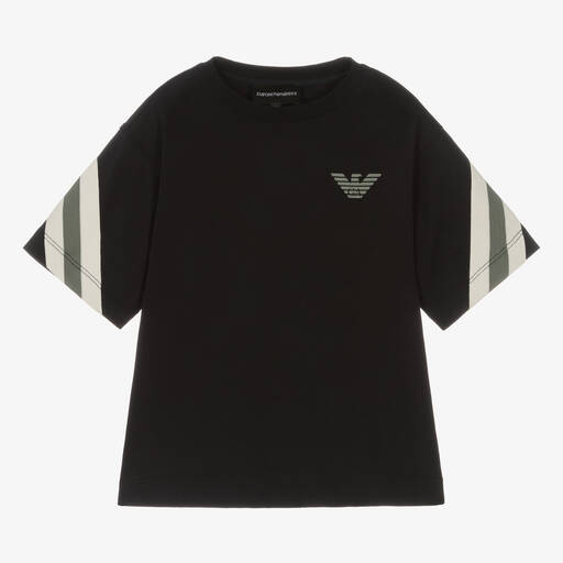 Emporio Armani-تيشيرت قطن لون كحلي للأولاد | Childrensalon Outlet