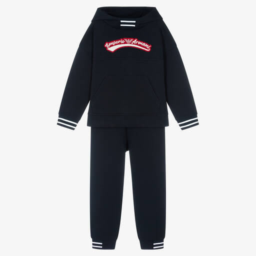 Emporio Armani-Boys Navy Blue Cotton Tracksuit | Childrensalon Outlet