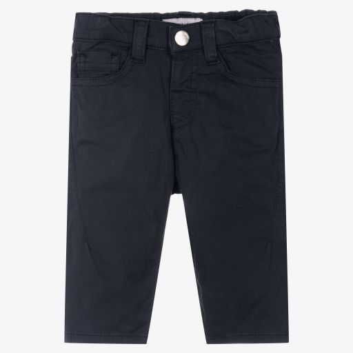 Emporio Armani-Boys Navy Blue Cotton Trousers | Childrensalon Outlet