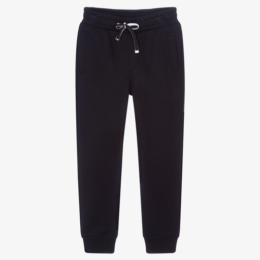 Emporio Armani-جوغرز مزيج مودال وقطن جيرسي لون كحلي للأولاد | Childrensalon Outlet
