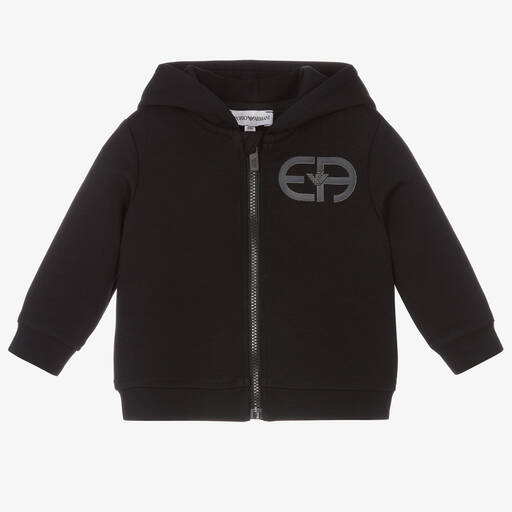 Emporio Armani-Boys Navy Blue Logo Hoodie | Childrensalon Outlet