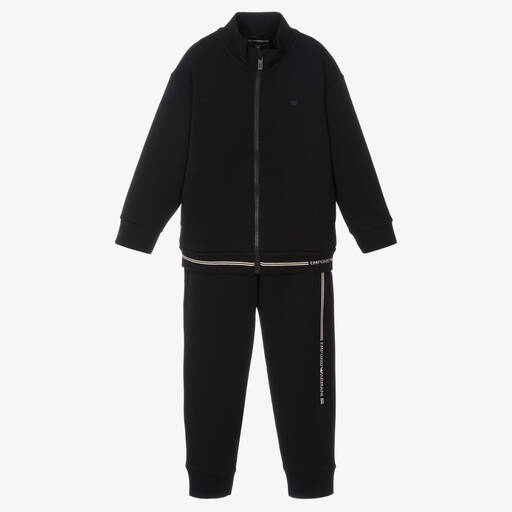 Emporio Armani-Boys Navy Blue Milano Jersey Tracksuit | Childrensalon Outlet