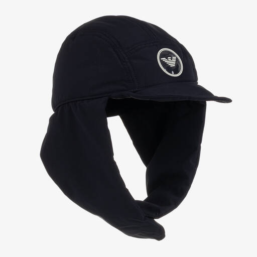 Emporio Armani-Синяя утепленная шапка-ушанка | Childrensalon Outlet
