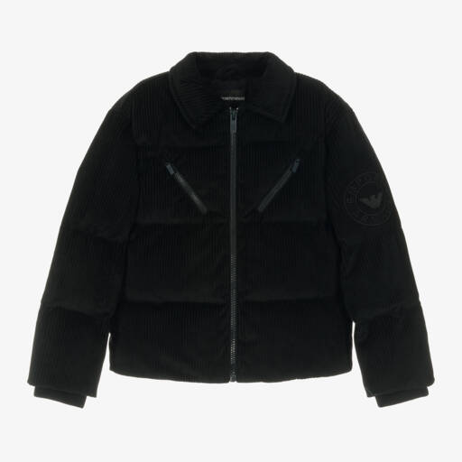 Emporio Armani-جاكيت كوردروي مبطن بريش لون كحلي للأولاد | Childrensalon Outlet