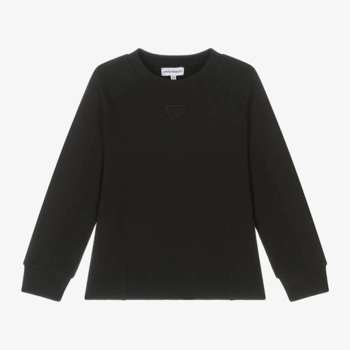Emporio Armani-بلوفر صبياني من القطن الأزرق الداكن بنقشة النسر | Childrensalon Outlet