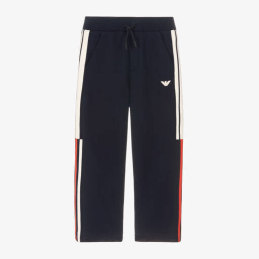 Emporio Armani-بنطلون رياضي مقلم قطن لون كحلي للأولاد | Childrensalon Outlet