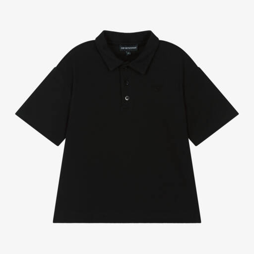 Emporio Armani-Boys Navy Cotton Piqué Top | Childrensalon Outlet