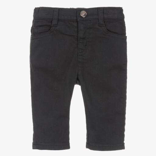 Emporio Armani-Boys Navy Cotton Twill Trousers | Childrensalon Outlet