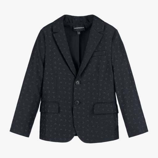 Emporio Armani-Boys Navy Jacquard Eagle Jacket | Childrensalon Outlet