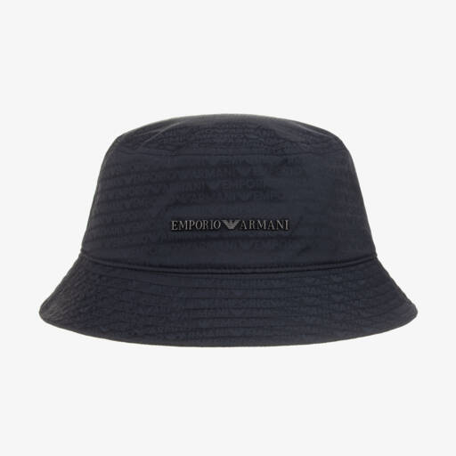 Emporio Armani-قبعة باكت بطبعة شعارلون كحلي | Childrensalon Outlet