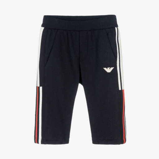 Emporio Armani-Boys Navy Stripe-Accent Joggers | Childrensalon Outlet