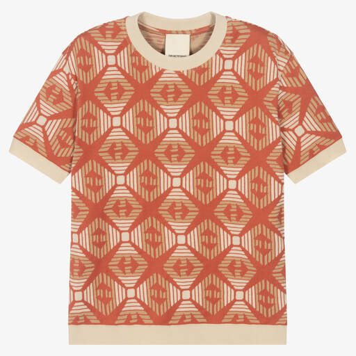 Emporio Armani-Boys Orange Jacquard Logo T-Shirt | Childrensalon Outlet