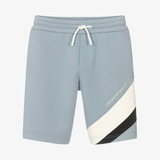 Emporio Armani-Boys Pale Blue Cotton Jersey Shorts | Childrensalon Outlet