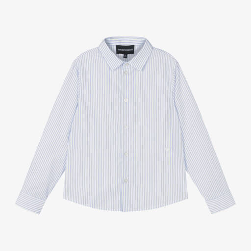 Emporio Armani-Boys Pinstriped Cotton Shirt | Childrensalon Outlet