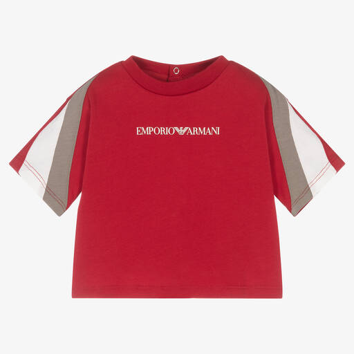 Emporio Armani-Красная хлопковая футболка | Childrensalon Outlet