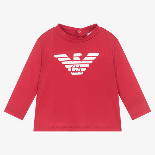 Emporio Armani-Haut rouge en coton pour garçon | Childrensalon Outlet