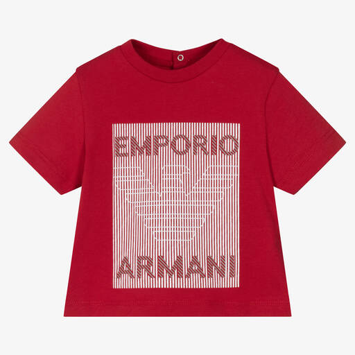 Emporio Armani-Красная хлопковая футболка | Childrensalon Outlet