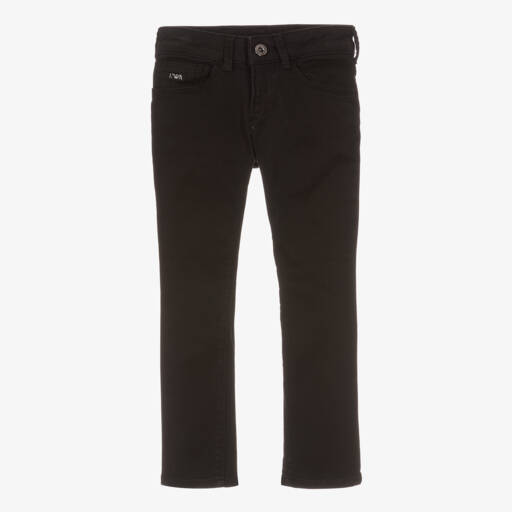 Emporio Armani-Boys Slim Black Cotton Jeans | Childrensalon Outlet