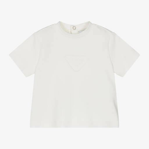 Emporio Armani-تيشيرت ناعم أبيض بنقشة النسر للأولاد | Childrensalon Outlet