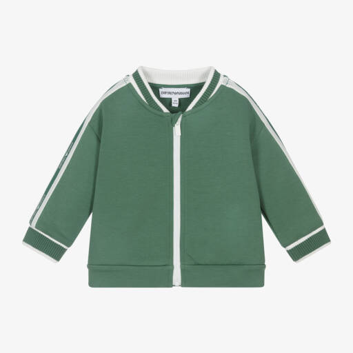 Emporio Armani-جاكيت رياضي أخضر بسحاب للأولاد | Childrensalon Outlet