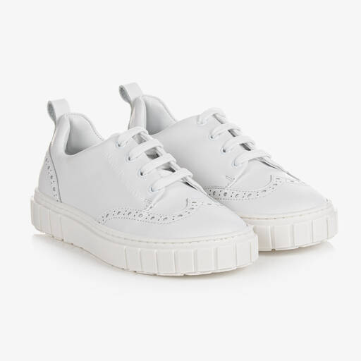 Emporio Armani-Weiße Budapester-Sneakers aus Leder | Childrensalon Outlet