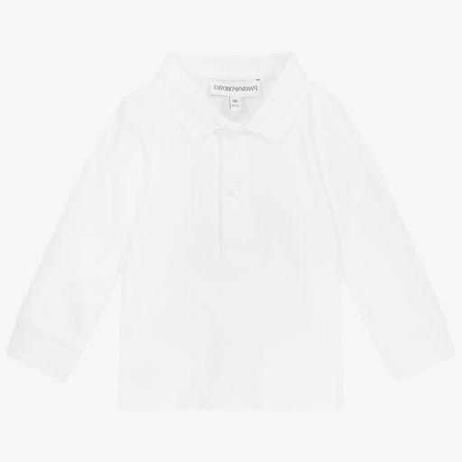 Emporio Armani-Boys White Cotton Polo Shirt | Childrensalon Outlet