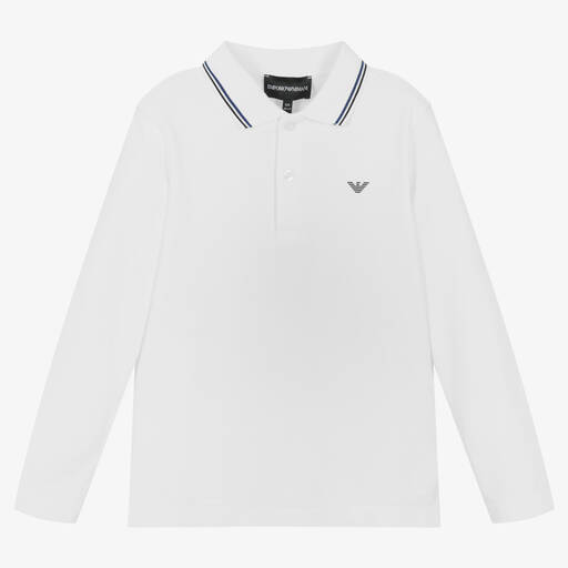 Emporio Armani-Weißes Baumwoll-Poloshirt | Childrensalon Outlet