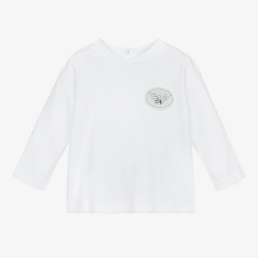 Emporio Armani-Boys White Cotton Top | Childrensalon Outlet