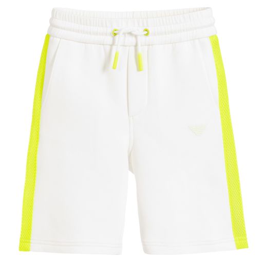 Emporio Armani-Boys White Jersey Shorts | Childrensalon Outlet