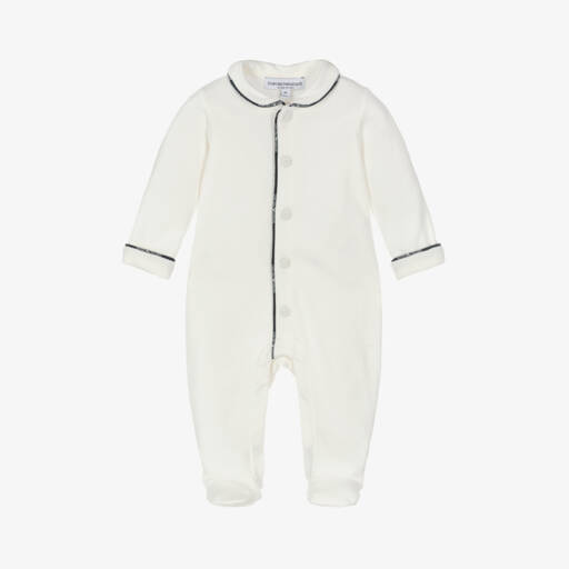 Emporio Armani-أفرول بيبي غرو قطن لون أبيض للمواليد | Childrensalon Outlet