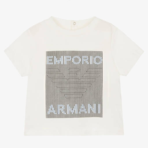 Emporio Armani-Boys White Logo Cotton T-Shirt | Childrensalon Outlet