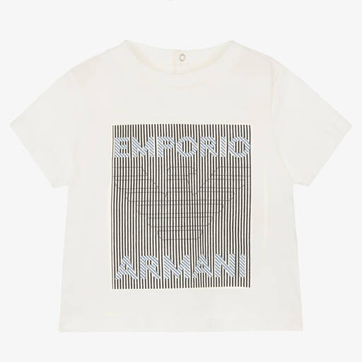 Emporio Armani-تيشيرت أطفال ولادي قطن لون أبيض | Childrensalon Outlet