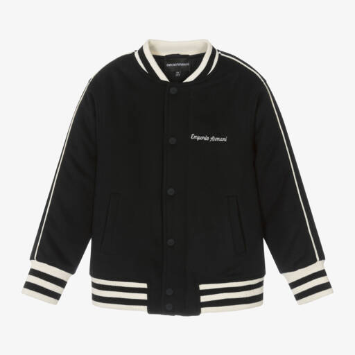 Emporio Armani-Boys Wool Navy Bomber Jacket | Childrensalon Outlet
