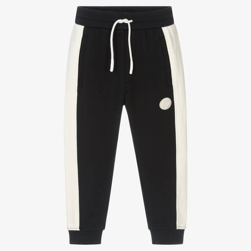 Emporio Armani-جوغرز قطن لون أزرق داكن وعاجي للأولاد | Childrensalon Outlet