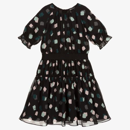 Emporio Armani-Robe noire en mousseline Fille | Childrensalon Outlet