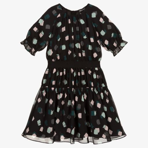 Emporio Armani-Girls Black Chiffon Dress | Childrensalon Outlet