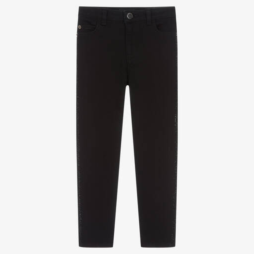 Emporio Armani-Girls Black Diamanté Skinny Denim Jeans | Childrensalon Outlet