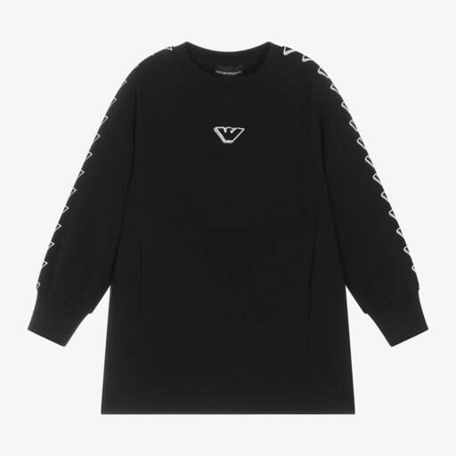 Emporio Armani-Girls Black Logo Sweatshirt Dress | Childrensalon Outlet