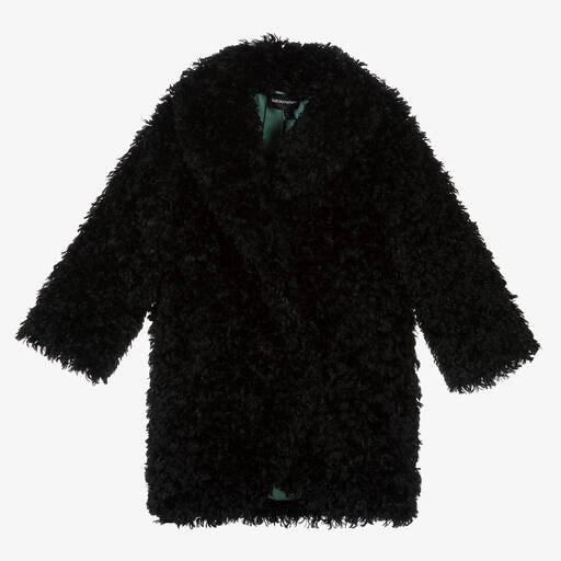 Emporio Armani-Черное флисовое пальто для девочек | Childrensalon Outlet