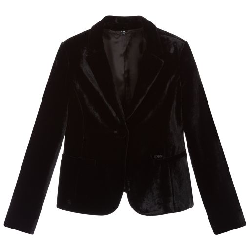 Emporio Armani-Blazer noir en velours Fille | Childrensalon Outlet