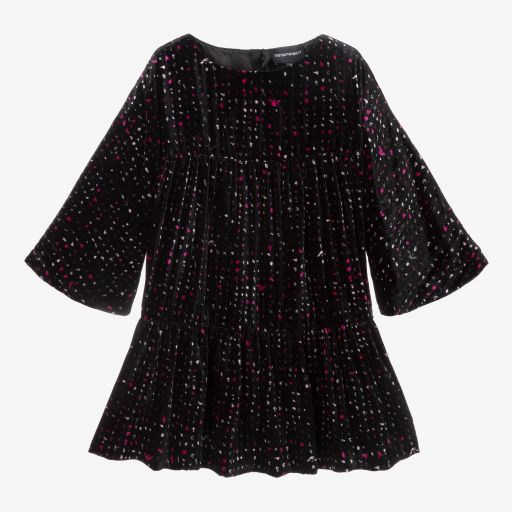 Emporio Armani-Girls Black Velvet Dress | Childrensalon Outlet