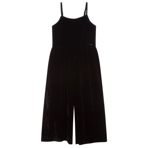 Emporio Armani-Girls Black Velvet Jumpsuit | Childrensalon Outlet