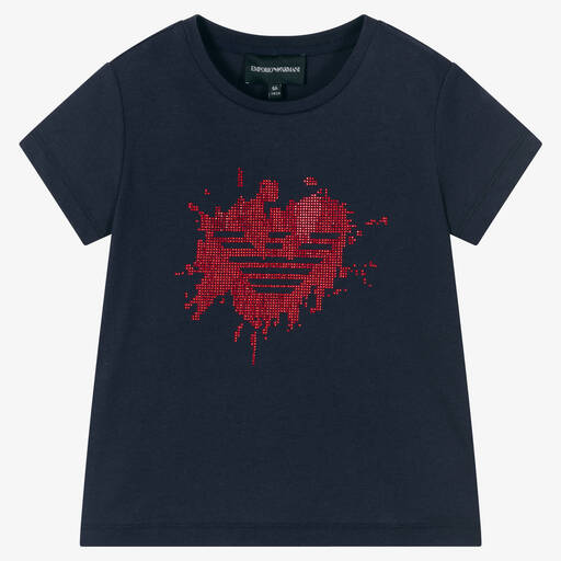 Emporio Armani-Синяя хлопковая футболка | Childrensalon Outlet